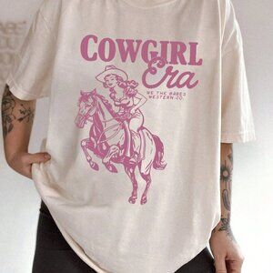 White Casual Women's Round Neck Short Sleeve Letter Print Loose Fit T-Shirt